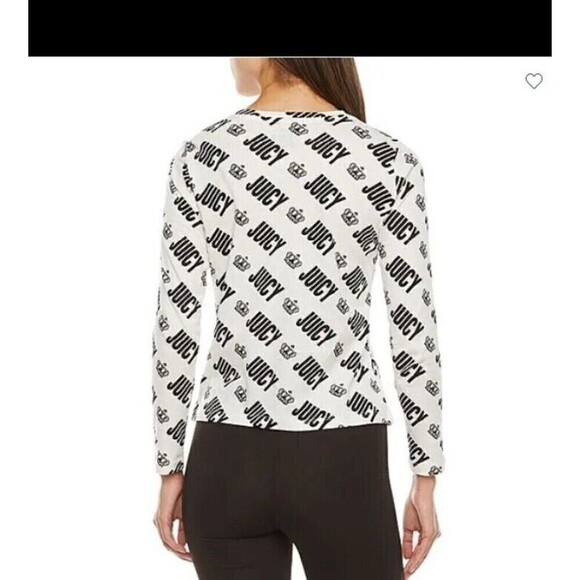 Juicy Couture Womens Size Large T Shirt All Over Print Logo Long Sleeve - Picture 2 of 6